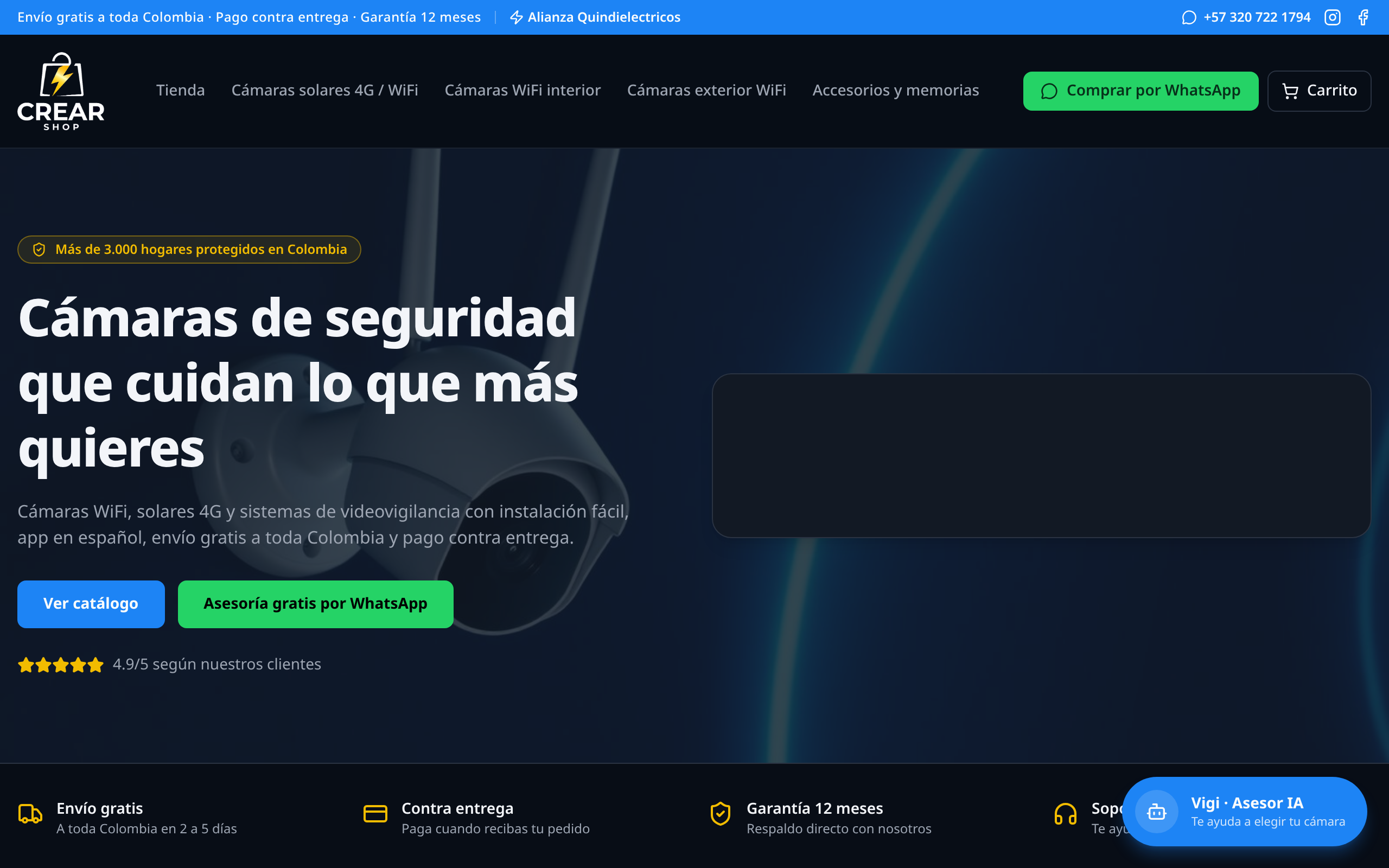 Sitio web desarrollado para Crear Shop