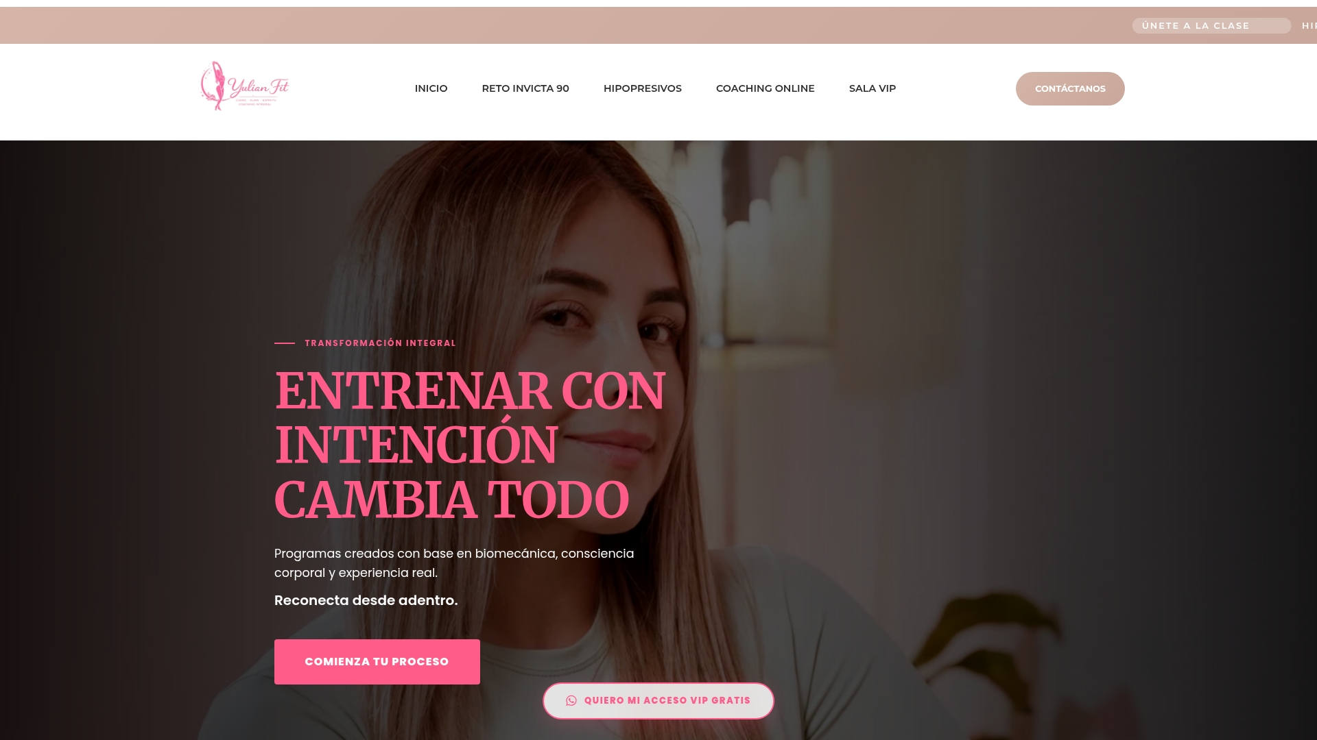 Sitio web desarrollado para Yulian Fit