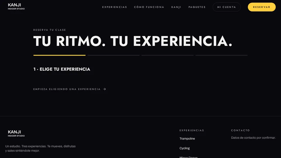 Recorrido real de una web con reservas para KANJI Indoor Studio