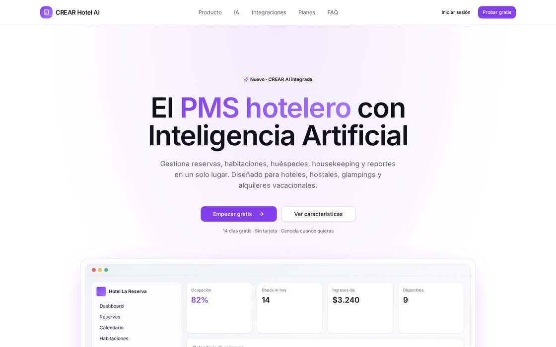 Plataforma Crear Hotelia