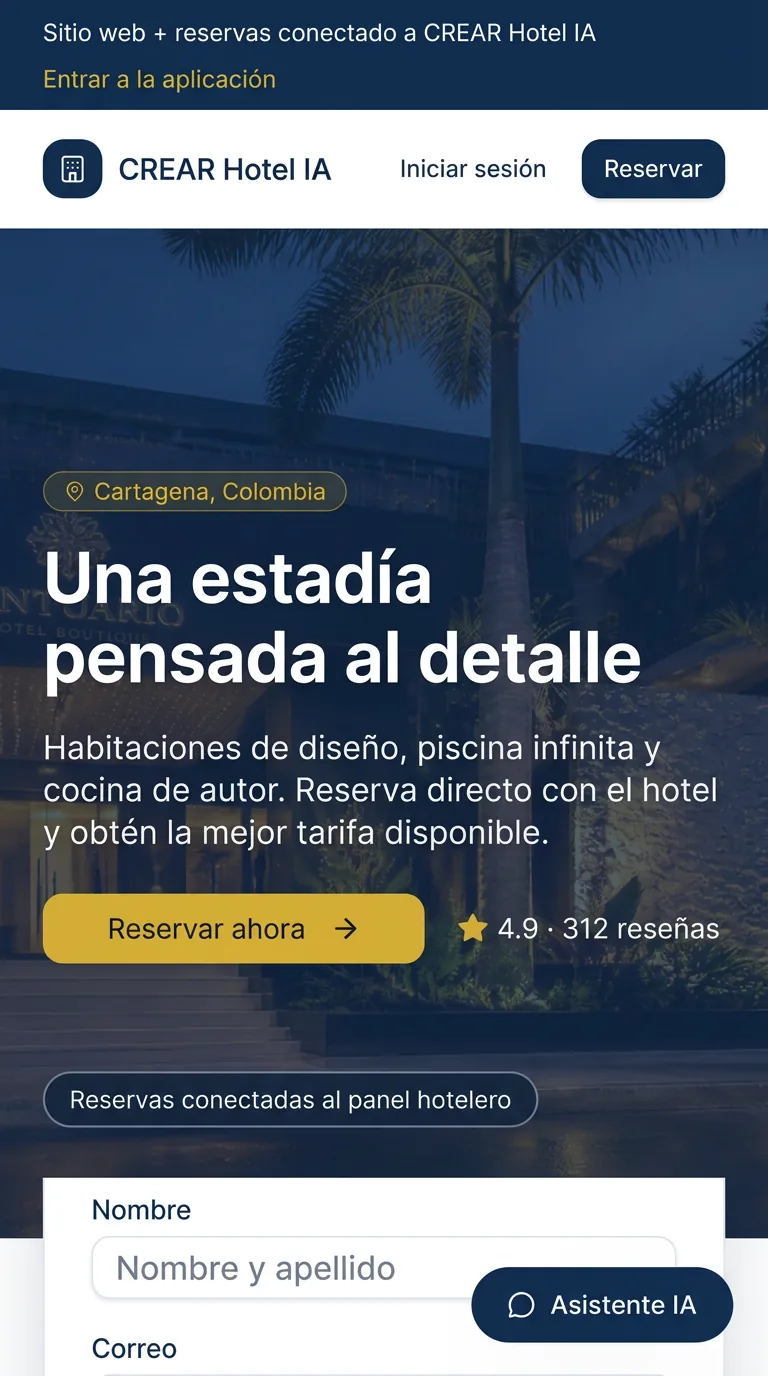 CREAR Hotel IA en celular