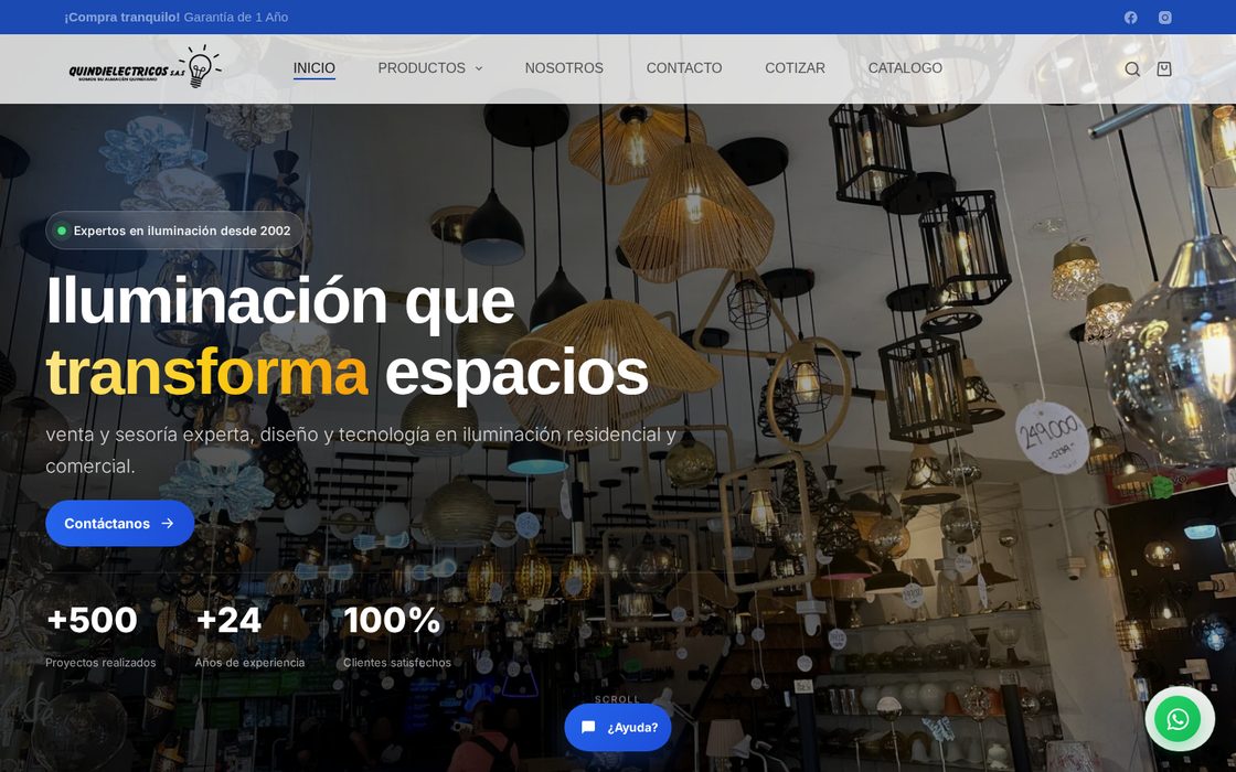 Sitio web desarrollado para Quindí Eléctricos
